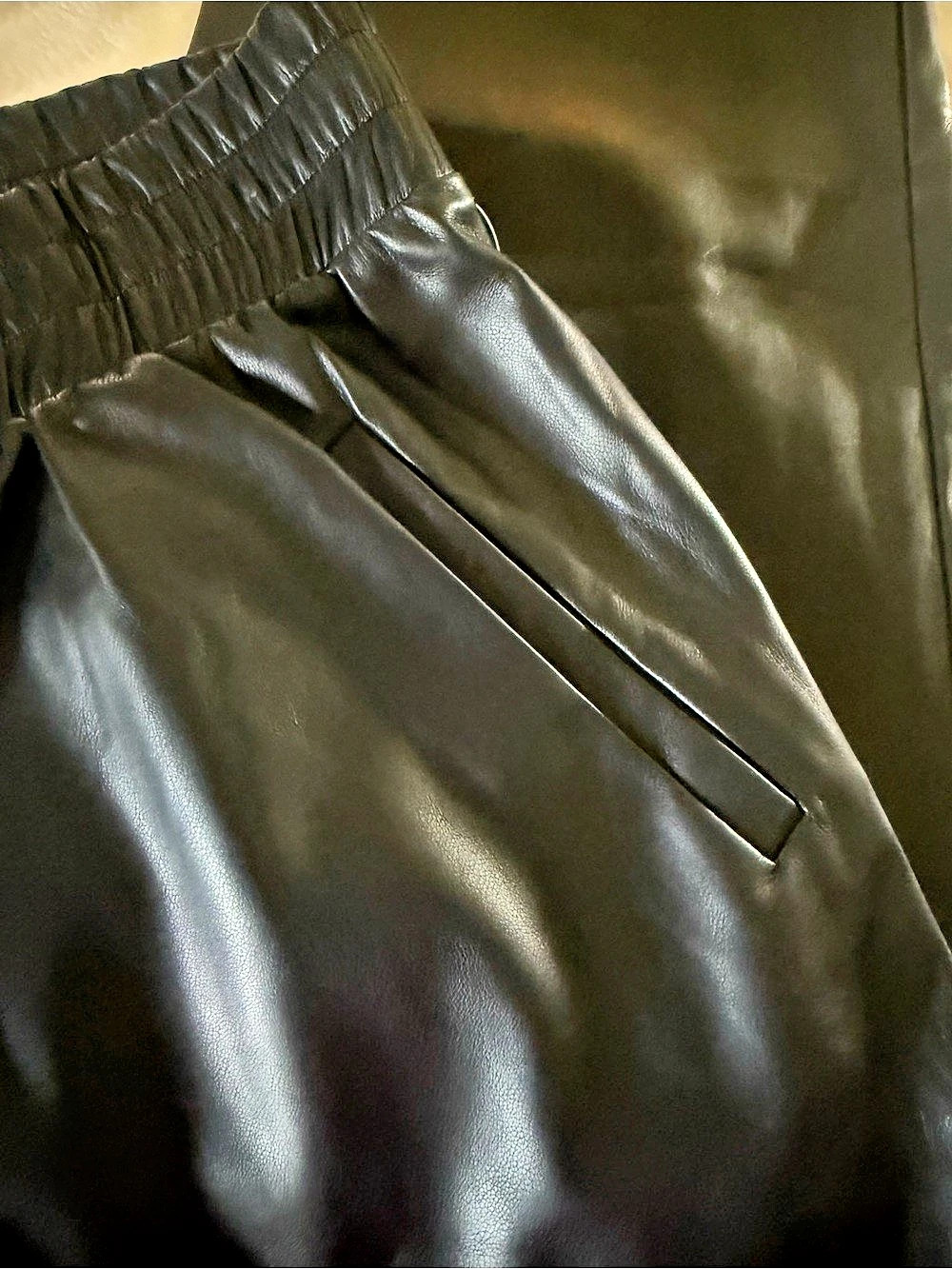 DKNY Jeans faux leather straight leg pants in Black XXL NWT - Picture 6 of 11